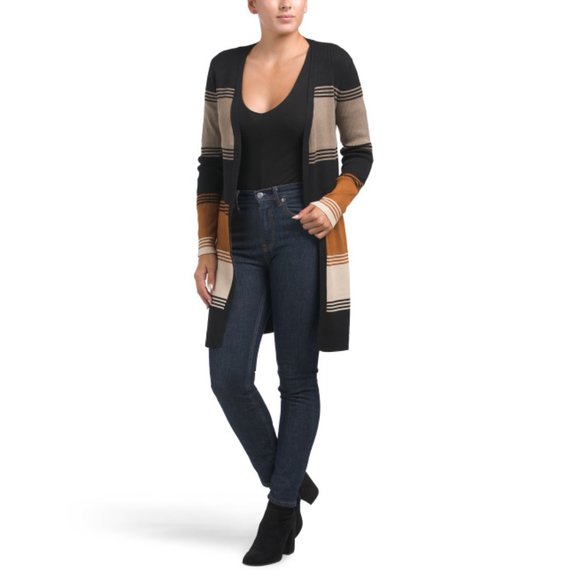 DESIGN HISTORY Black Multi Color Block Cardigan